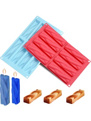 Tahtakale Toptancı Silikon Kalıp Mum Örgülü Sabun Taş Tozu Kalıbı Burgulu Model Kek Çikolata Kalıbı 8'li