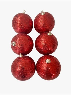 Tekno Trust - 6 Adet Strafor Simli Cici Top 5 cm Kırmızı 320105