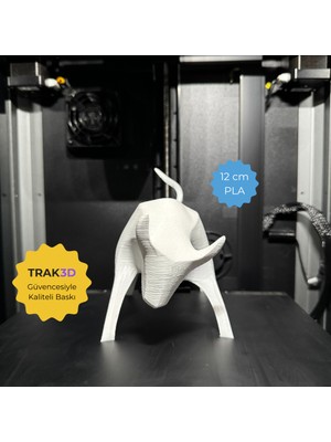 TRAK3D Yılbaşı Dekoratif Minimalist Boğa Biblo Obje Beyaz Renk