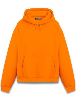 Unisex Turuncu Oversize Fit Pamuklu Kapüşonlu Sweatshirt