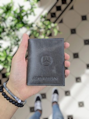 Visso Leather 1904 Mercedes Logolu  Deri Araç Ruhsat Kılıfı Isme Özel Çanta Erkek Kadın Modeli