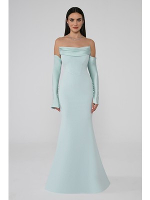 Alfa Beta Straplez Kollu Balık Kesim Uzun Abiye Elbise 2246613