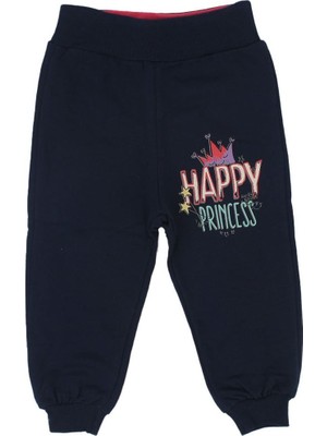 Kız Çocuk Lacivert Happy Prensess Yazılı Taç Baskılı Tek  Alt - 1014859