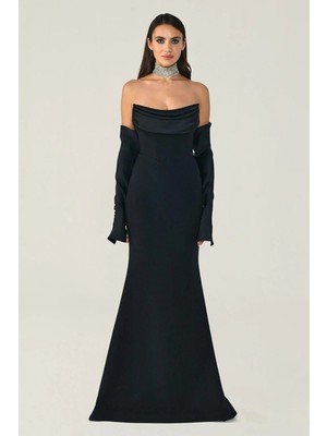 Alfa Beta Straplez Kollu Balık Kesim Uzun Abiye Elbise 2246613