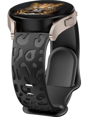 Alstrap Samsung Galaxy Watch 7 6 5 4 Uyumlu Leopar Desenli 20MM Silikon Kordon