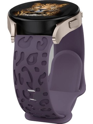Alstrap Samsung Galaxy Watch 7 6 5 4 Uyumlu Leopar Desenli 20MM Silikon Kordon