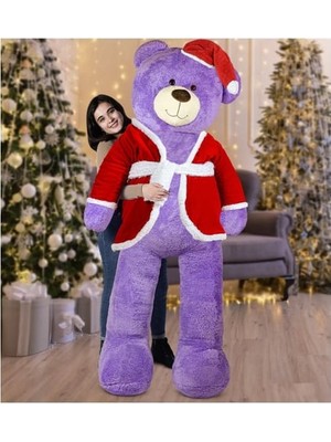 Ayıcı Oyuncak 200 cm Noel Baba Şapkalı - Ceketli Ayıcık Yeni Yıl ,yılbaşı Hediyesi
