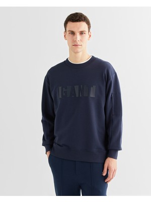 Gant Erkek Lacivert Relaxed Fit Bisiklet Yaka Logolu Sweatshirt 2524342T.410