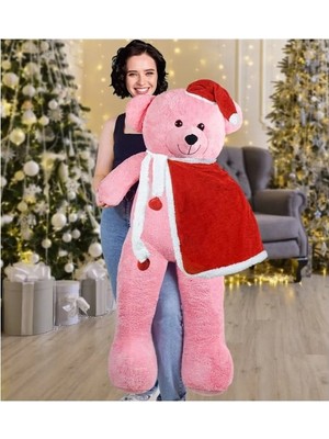 Özgüner Oyuncak Ayıcı Oyuncak 130 cm Yılbaşı Şapkalı ve Pelerinli Noel Ayıcık