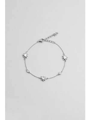 So CHIC Aşk Yıldızı 18 Ayar Beyaz Altın Kaplama 19 Cm Gümüş Minimal Bileklik