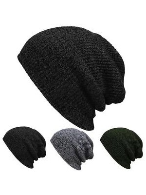 Xhltd Unisex Örgü Baggy Beanie Kış Şapka Açık Kayak Slouchy Chic Örme Kap (Gri) (Yurt Dışından)