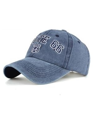 Xhltd Rota 66 Nakış Denim Beyzbol Şapkası Feueed Cap Sun Hat (Yurt Dışından)