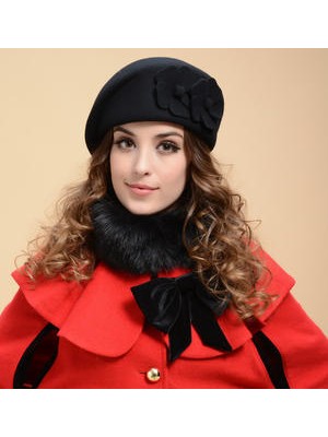 Xhltd Moda Kadın Çiçekler Kaşmir Bere Kadın Bonnet Kış Kadın Şapkalar Yüksek Kaliteli Yün Bere Lady Ressam Şapkalar Lady | Kadın Fedoraları (Yurt Dışından)