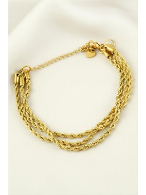 E-Bijuteri Burgulu Zincir Lüks Çelik Bileklik