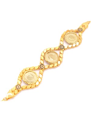 Altın Kaplama Arpa Çerçeve 3 Lü Çeyrekli Bileklik BLK-1046