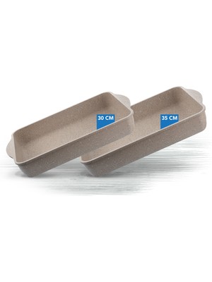 Thermoad | Çok Amaçlı Kare Tepsi Set | 2 Parça | 30 Cm-35 cm | Vizon