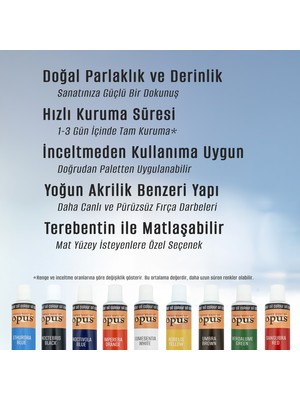 OPUS Yağlı Boya 70ml Sekizli Paket 250ml Keten Yağı 250 Fırça Temizleyici Başlangıç Seti