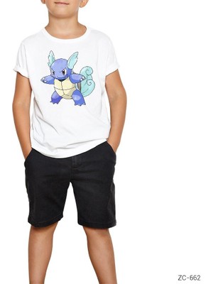 Pokemon Wartortle Beyaz Çocuk Tişört