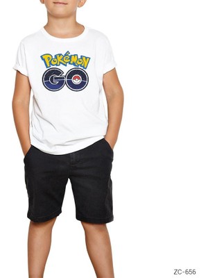 Pokemon Go Beyaz Çocuk Tişört