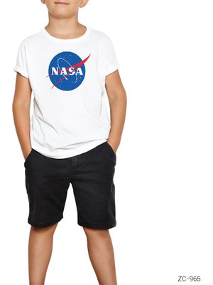 Nasa Logo Beyaz Çocuk Tişört