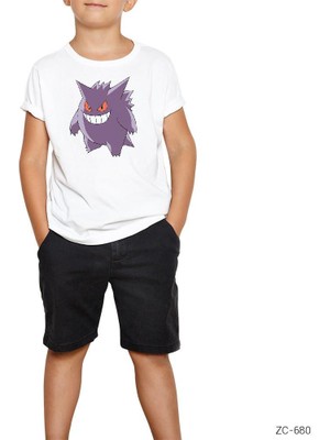 Pokemon Gengar Beyaz Çocuk Tişört