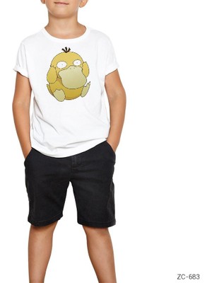 Pokemon Psyduck Beyaz Çocuk Tişört