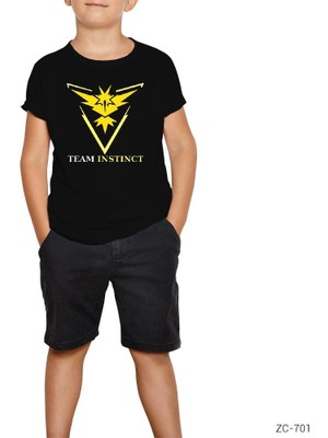 Z zepplin Pokemon Team Instinct Siyah Çocuk Tişört