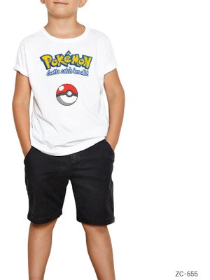 Pokemon Gotta Catch Em All Beyaz Çocuk Tişört