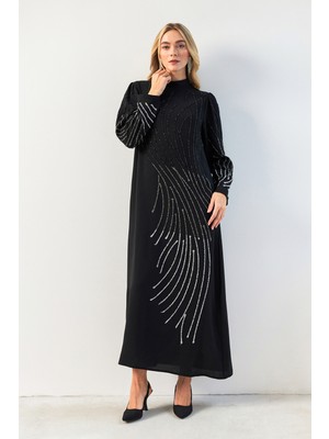 Nara Taş Işlemeli Abiye - Siyah