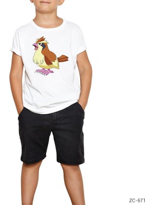 Z zepplin Pokemon Pidgey Beyaz Çocuk Tişört