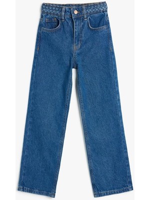 Koton Kız Çocuk Kot Pantolon Düz Paça Cepli Pamuklu- Straight Jean