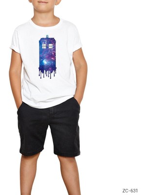 Doctor Who Police Box Paint Beyaz Çocuk Tişört