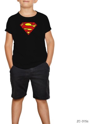 Z zepplin Superman Klasik Siyah Çocuk Tişört