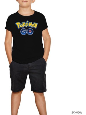 Pokemon Go Siyah Çocuk Tişört