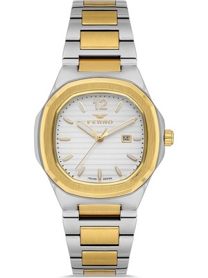 Ferro FL21515A-D Quartz Çelik Altın/gri 24 mm Kadın Kol Saati