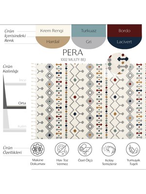 Cool Halı Pera 1002 Multi Bej Hav Toz Vermez Yumuşak Dokulu Mutfak Antre Çocuk Odası Dokuma Makine Halısı