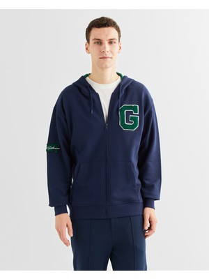 Gant Erkek Lacivert Relaxed Fit Kapüşonlu Logolu Sweatshirt 2524339T.410