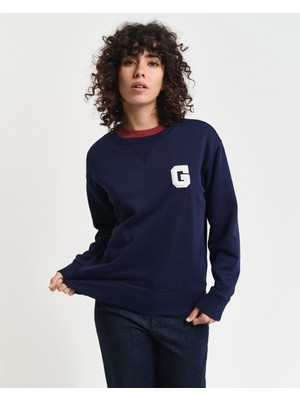 Gant Kadın Lacivert Regular Fit Bisiklet Yaka Logolu Sweatshirt 4201242.409