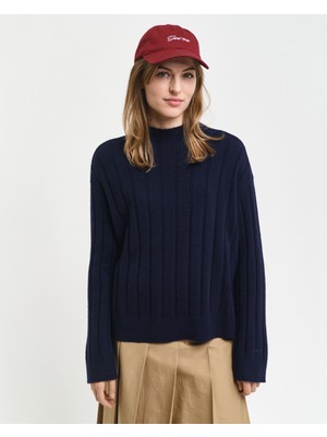 Gant Kadın Lacivert Relaxed Fit Dik Yaka Kazak 4805284.433
