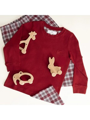 Kız Çocuk Pijama Takımı 7-8 Yaş Bordo