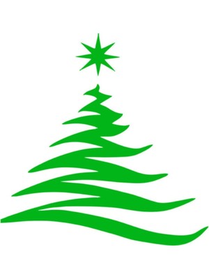 Tekno Trust Yeşil Yılbaşı Süslemeleri Zigzak Çam Ağacı Sticker Çıkartma 100X100CM