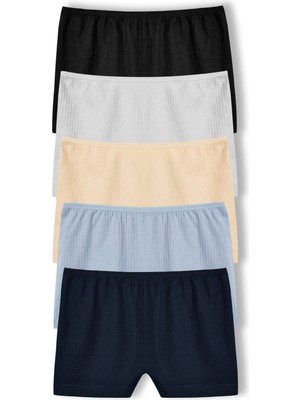 HNX 5'li Pamuklu Fitilli Dokulu Boxer Kadın Külot