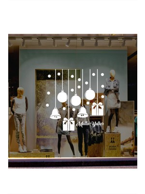 Tekno Trust Beyaz Hediye Paketleri Balonlar Kar Taneleri ve Mutlu Yıllar Yazısı Yılbaşı Süslemeleri