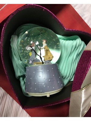 Sevgililer Müzikli Işıklı Orta Boy Kar Küresi Hediye Kutulu