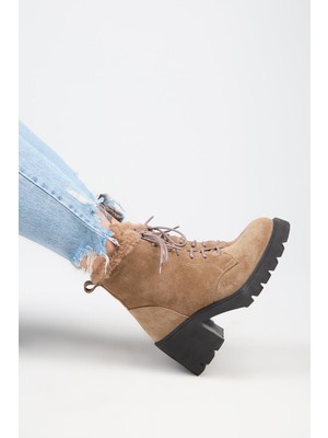 Manijero [wilma) Kadın Hakiki Deri Içi Kürklü ve Kürk Şeritli, Topuklu Vizon Bot