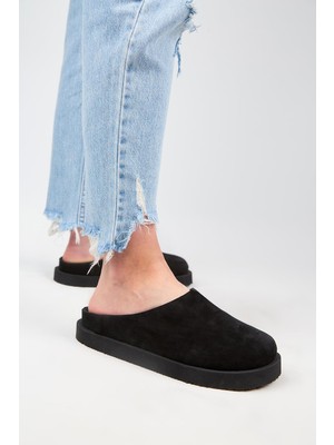 Manijero (Jana) Kadın  Düz Platform Siyah Terlik