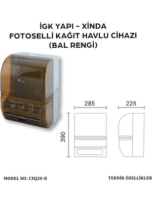 Xinda Igk Yapı – Fotoselli Bal Rengi Kağıt Havlu Makinesi (CZQ20-B)