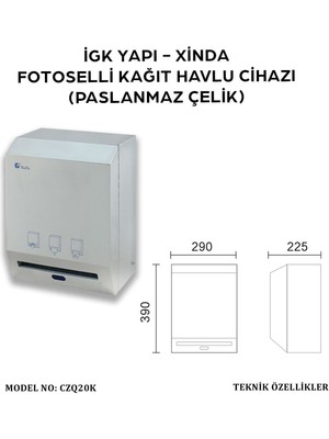 Xinda Igk Yapı – Fotoselli Çelik Kağıt Havlu Makinesi (CZQ20K) 