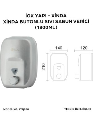 Xinda Igk Yapı –Manuel Butonlu Sıvı Sabun Verici 1800ML (ZYQ180)