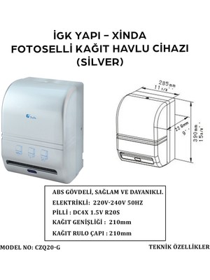 Xinda Igk Yapı – Fotoselli Silver Kağıt Havlu Makinesi (CZQ20-G)